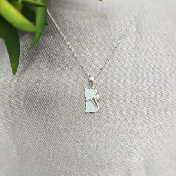 Sterling silver kiddies kitty chain and pendant