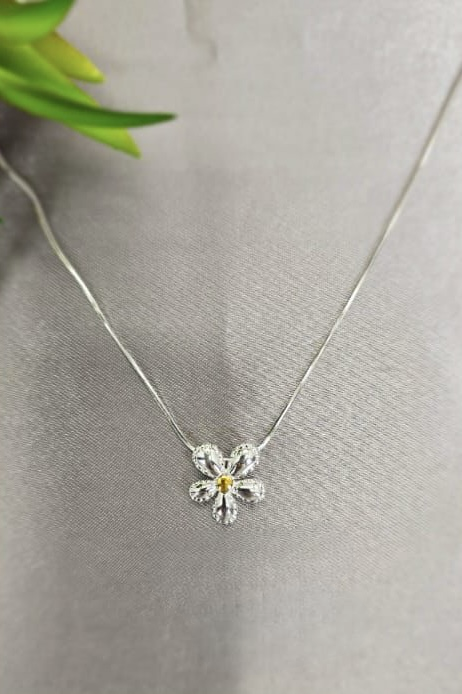 Bling Sterling silver flower slider necklace