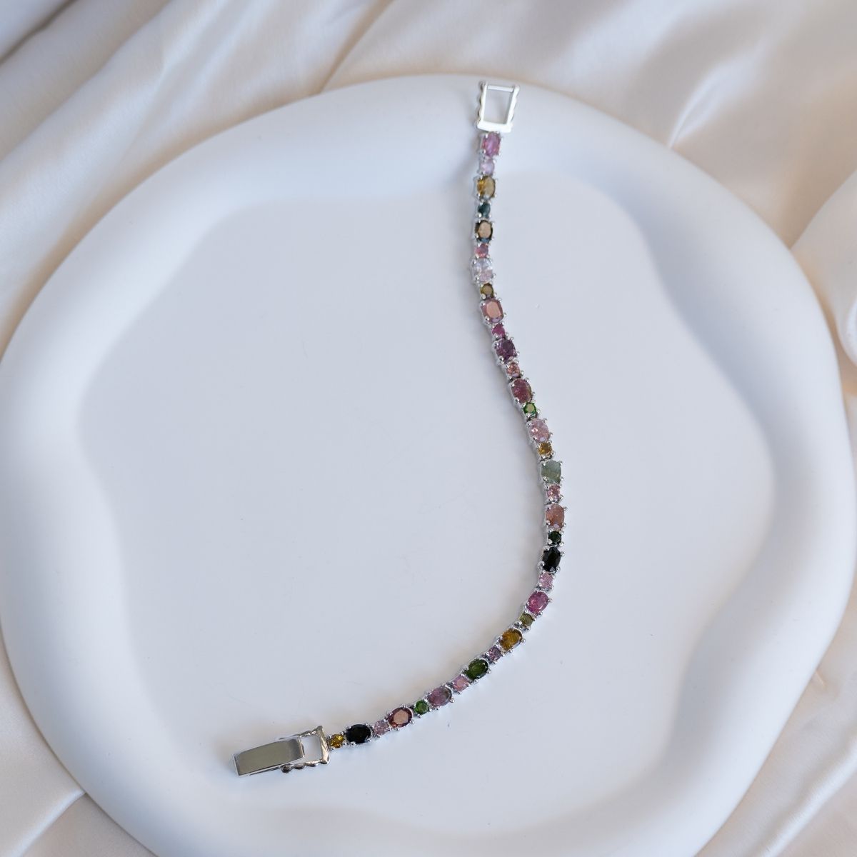 Tourmaline semi Precious stone tennis bracelet - Terciany 