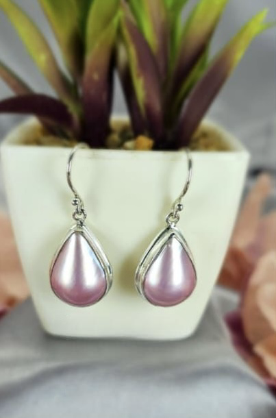 13x17mm Pink teardrop Mabe pearl drop earrings