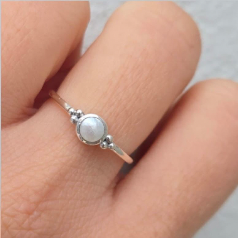 Tiny Round Freshwater Pearl Ring