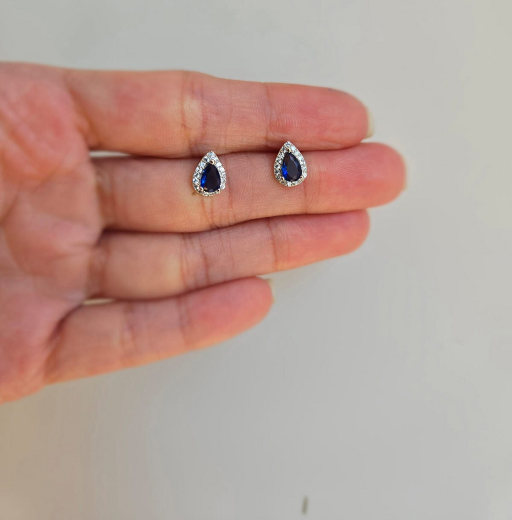 Blue oval teardrop studs