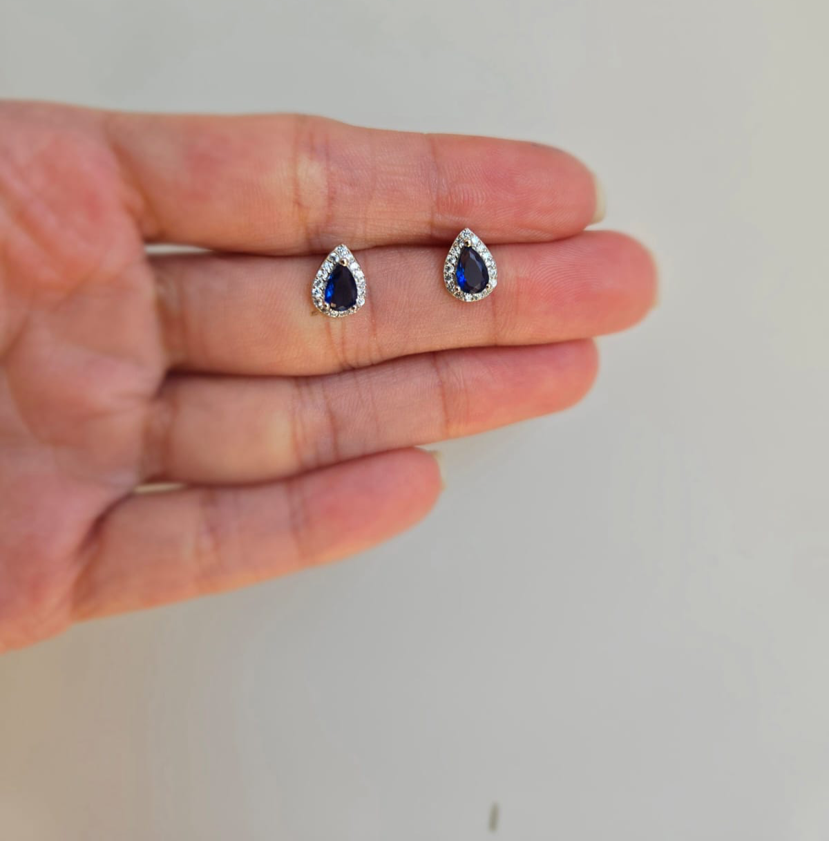 Blue oval teardrop studs