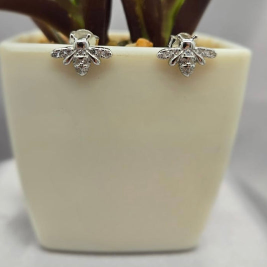 Sterling silver bee studs with bling
