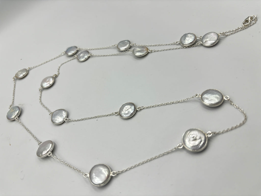 90cm necklace with 15 stunning coin pearls
