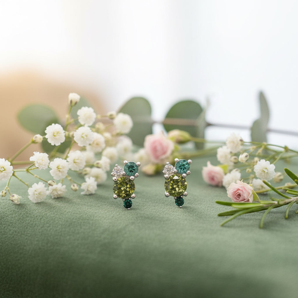 Shades Of Green Stud Earrings