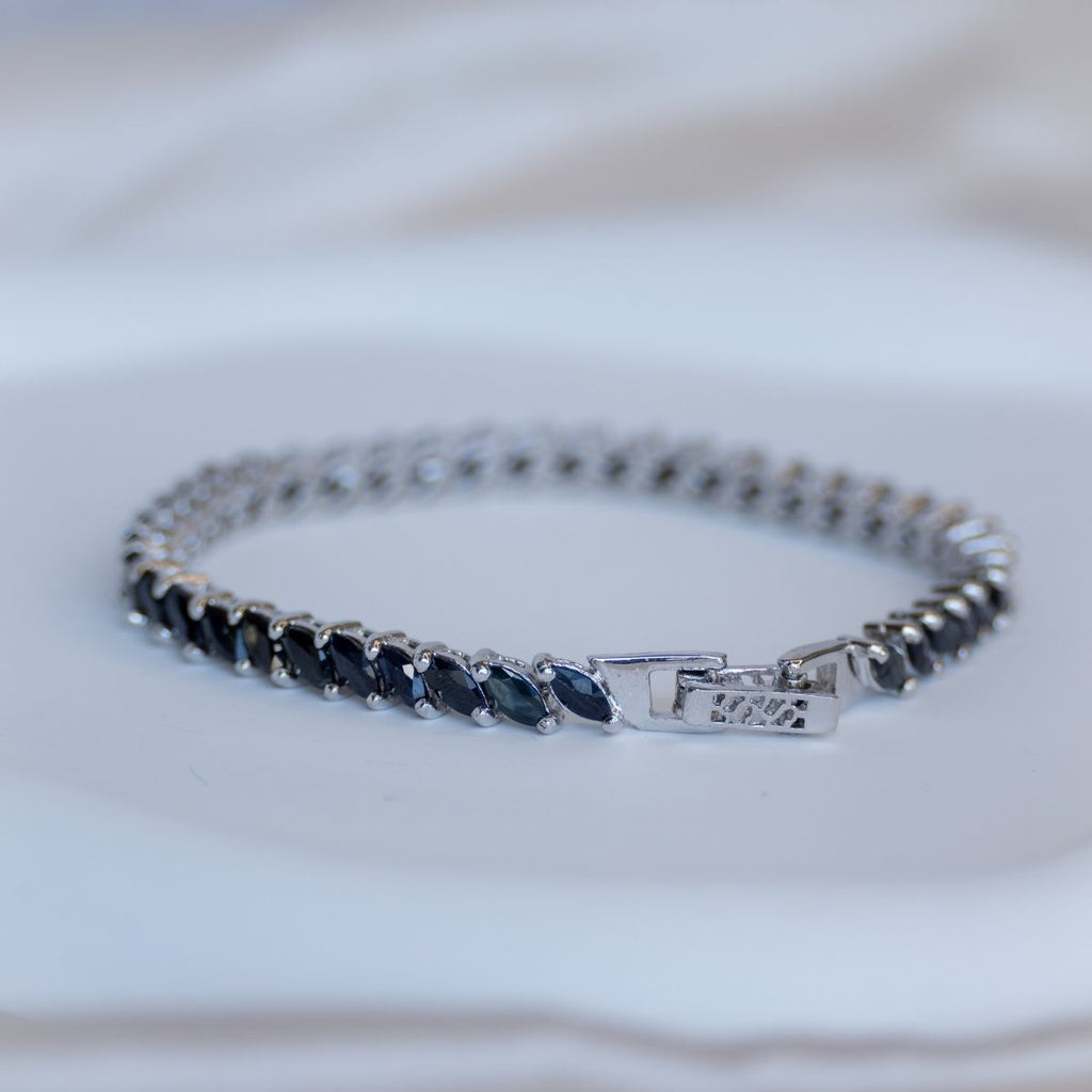 Black Tourmaline Semi Precious stone Tennis Bracelet - Terciany 