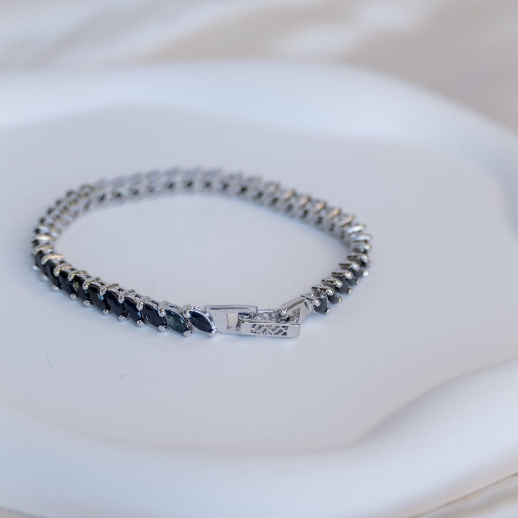 Black Tourmaline Semi Precious stone Tennis Bracelet - Terciany 