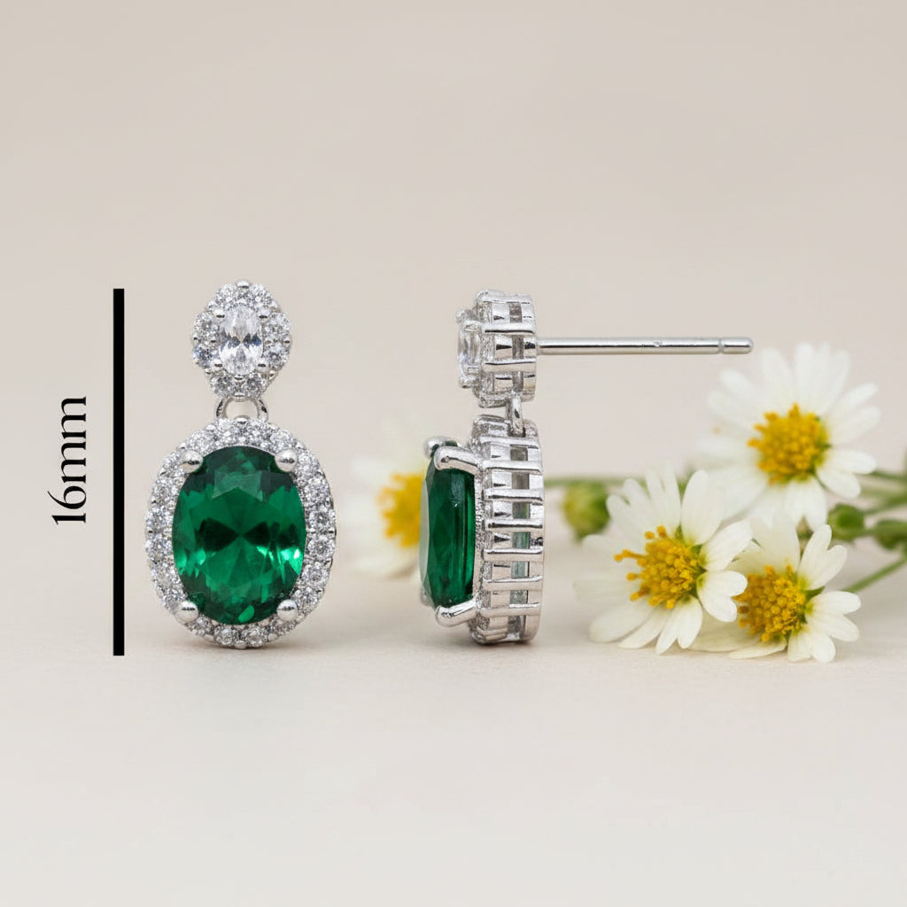 Green Oval Cubic Zirconia Studs