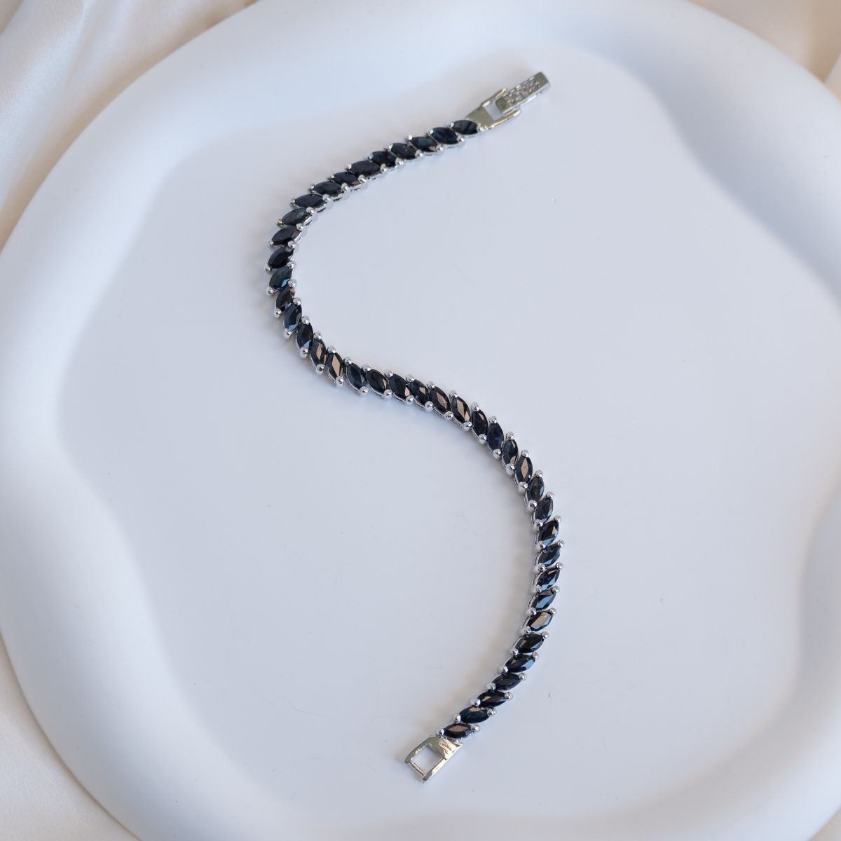 Black Tourmaline Semi Precious stone Tennis Bracelet - Terciany 