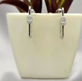 Sterling Silver Paperclip Hoops With Cubic Zirconia Detail