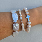 Rectangular pearl bracelet with sterling silver clasp - Terciany 