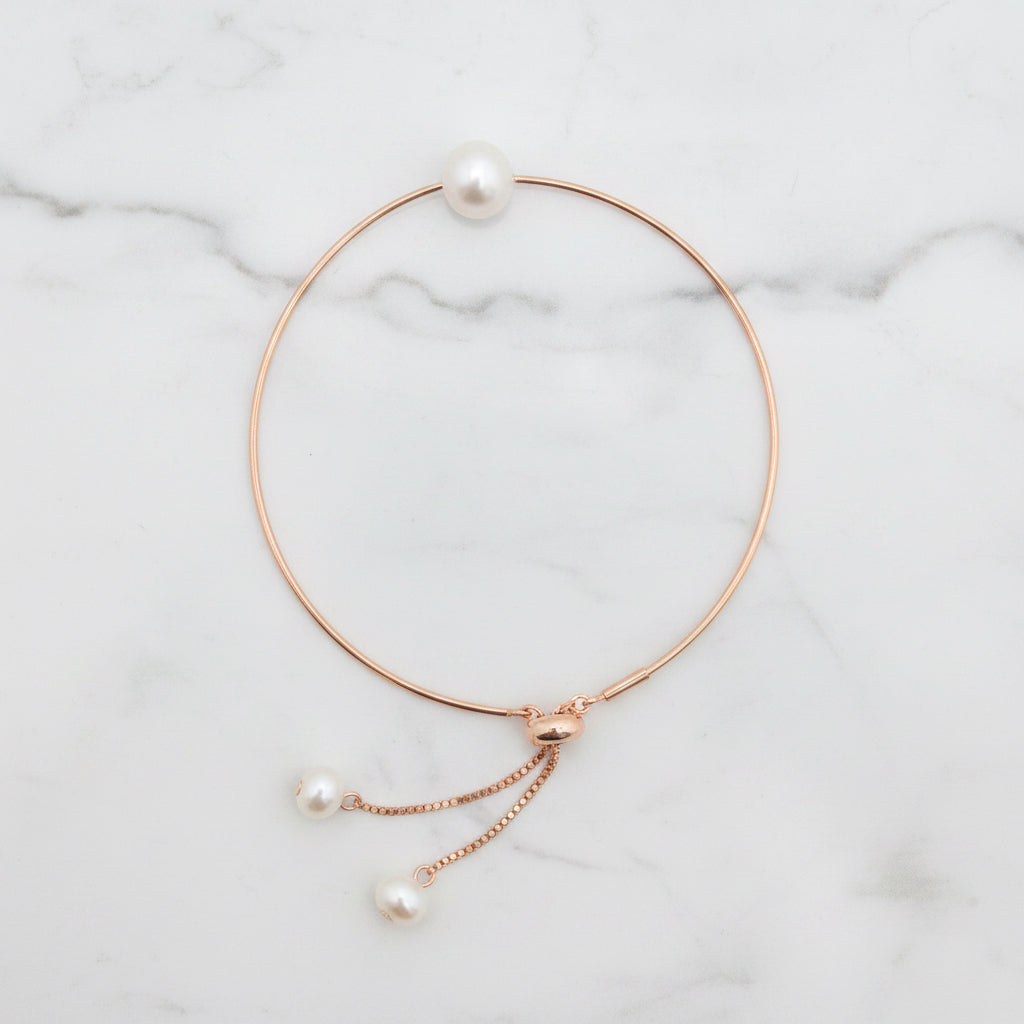 Rose Gold Bracelet With Freshwater Pearl - Terciany 