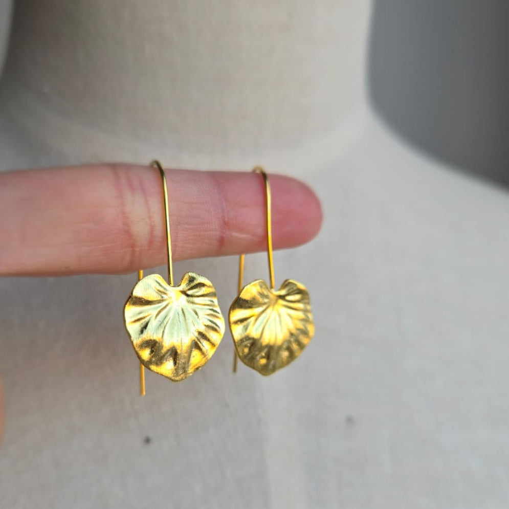 Golden Viola Leave Earrings