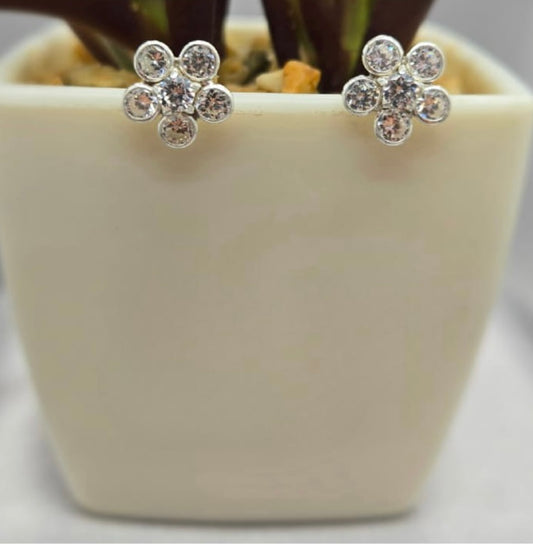 Sterling silver flower stud