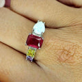 Sterling Silver Ring With Colourful Cubic Zirconia Stones - Terciany 