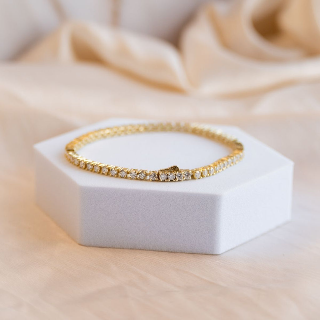 Gold Moissanite Tennis Bracelet (With GRA Certificate) - Terciany 