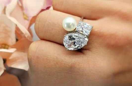 Statement Cubic Zirconia Freshwater Pearl Ring