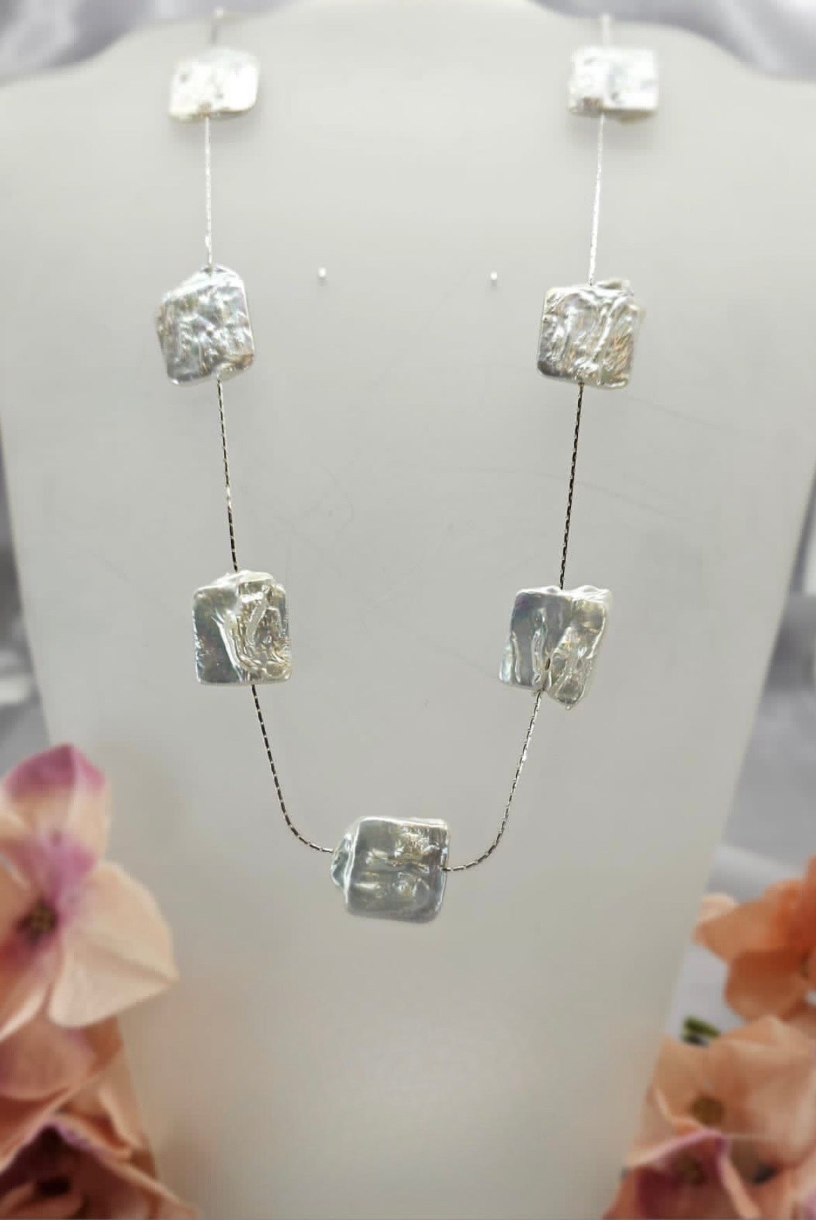 80Cm Necklace With Stunning Square Pearls