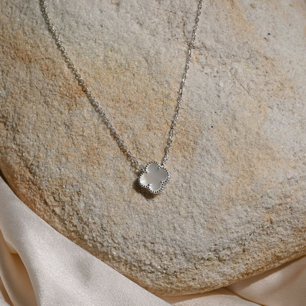 White Van Cleef (Four leave Clover) Flower necklace