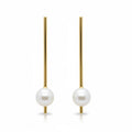 Modern Looking Gold Drops With Freshwater Pearl On End - Terciany 