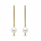 Modern Looking Gold Drops With Freshwater Pearl On End - Terciany 