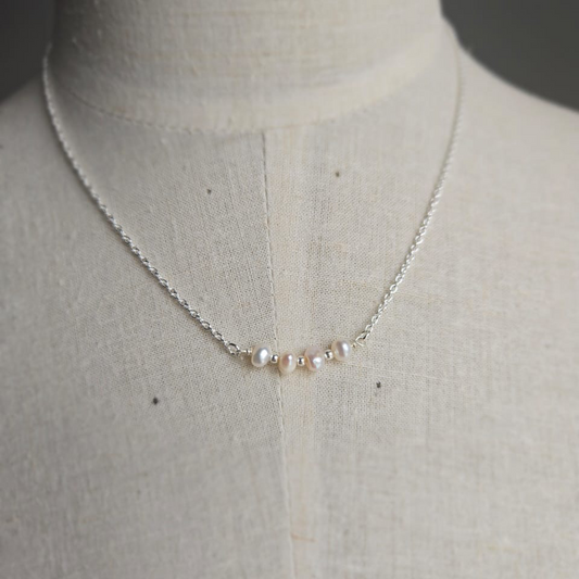 Sterling silver necklace with 4 beautiful freshwater pearls