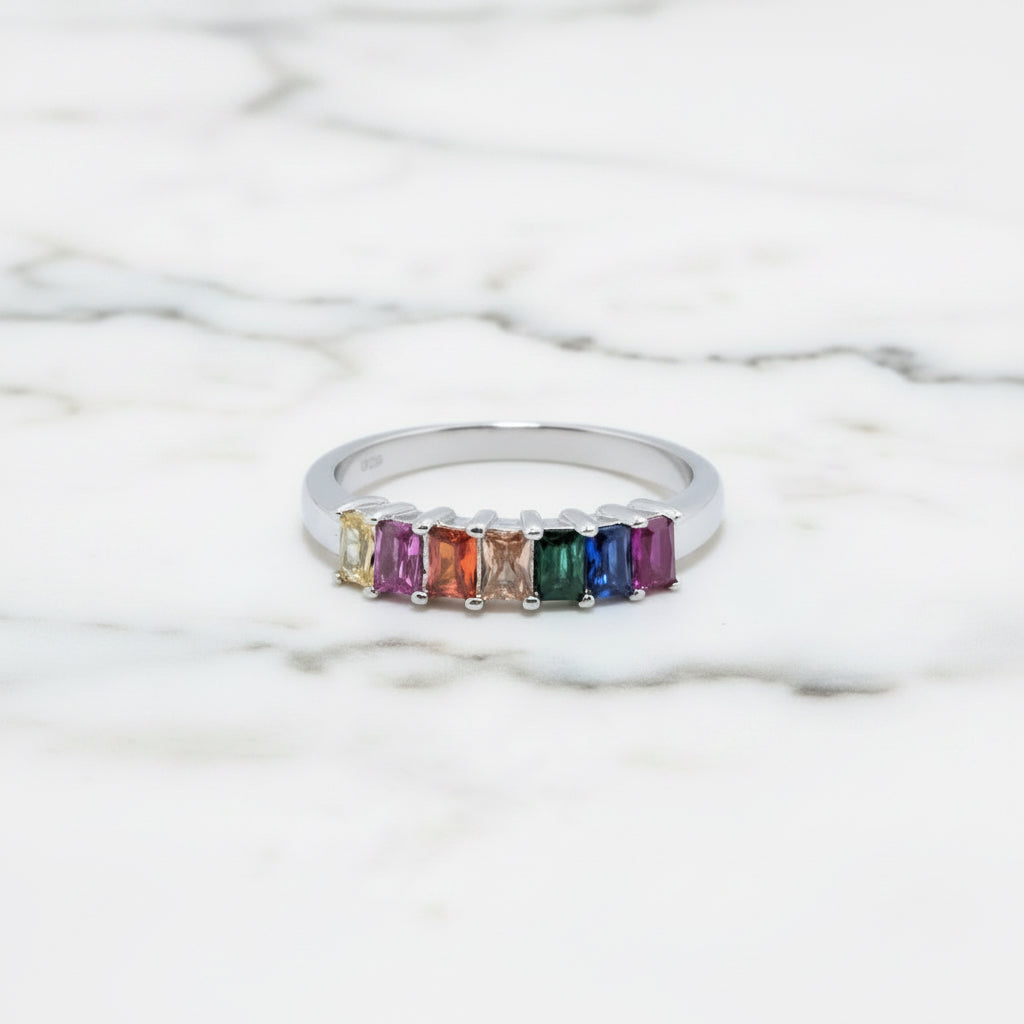 Rainbow Baguette Ring