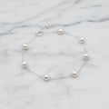 Sterling Silver Bracelet With Freshwater Pearls In Link - Terciany 