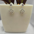Flower Drop Studs On Cubic Zirconia Stud