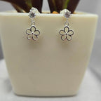 Flower Drop Studs On Cubic Zirconia Stud