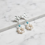 Flower Drop Earring With Circle Of Pearls - Terciany 