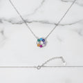 Sterling Silver Necklace With Pretty Flower Detailed Coloured Centre