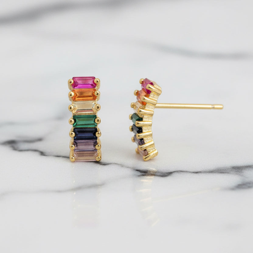 Rainbow Drops In Gold Earrings - Terciany 