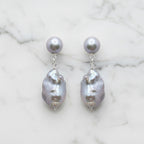 Grey Pearl Statement Earrings - Terciany 