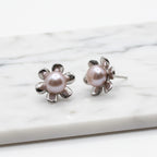 Soft Pink Pearl Flower Studs - Terciany 