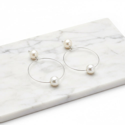 Pearl circle drop earrings - Terciany 
