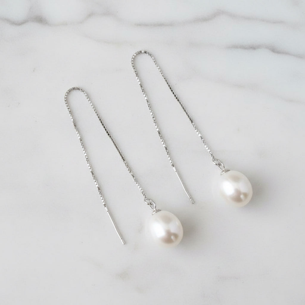 Freshwater pearl shoe lace earrings