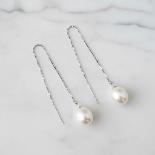 Freshwater pearl shoe lace earrings