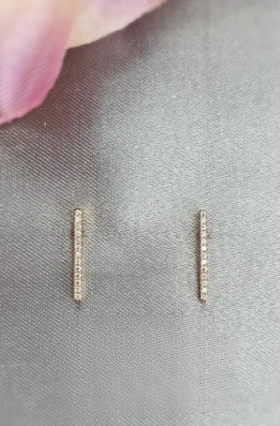 Rose Gold Pave Vertical Stud Earrings