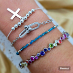 18cm Sterling Silver Bracelet With Cubic Pavé Statement Link - Terciany 