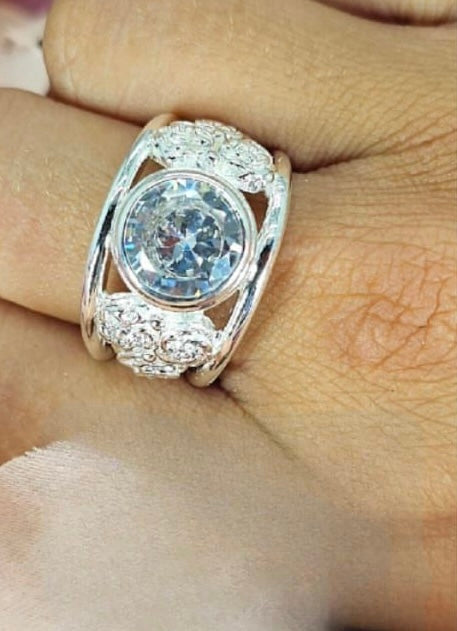 Statement Filigree Ring With Stunning Large Cubic Zirconia