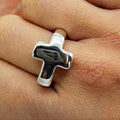 Stunning Sterling Silver Bulky Cross Ring - Terciany 