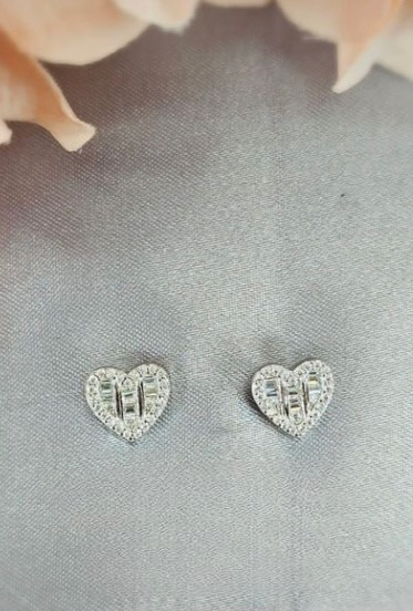 Heart shape studs with a splash of pavé stones