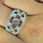 Sterling Silver Ring With Web Detailed Stunning Cubic Zirconia