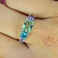 Sterling Silver Ring With Shades Of Pink,Green And Blue Cubic Zirconia Stones - Terciany 