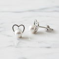 Heart Shape Stud Earrings With Freshwater Pearl - Terciany 