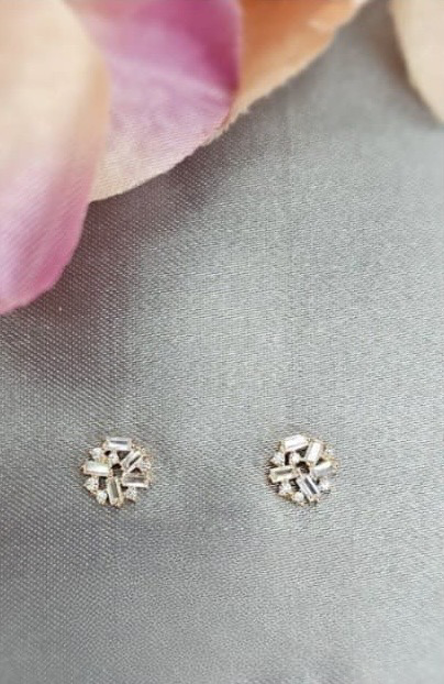 Rose Gold Cubic Zirconia Cluster Stud Earrings