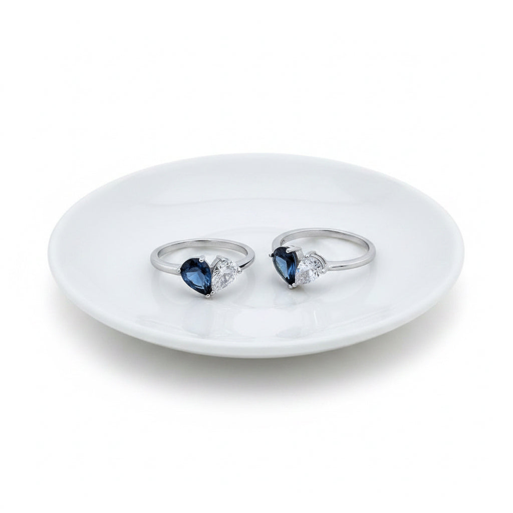Blue And White Heart Ring