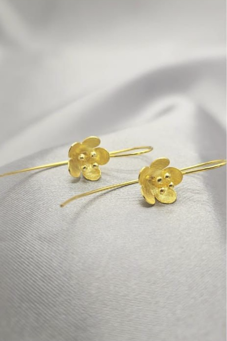Gold Poppy Earrings - Terciany 